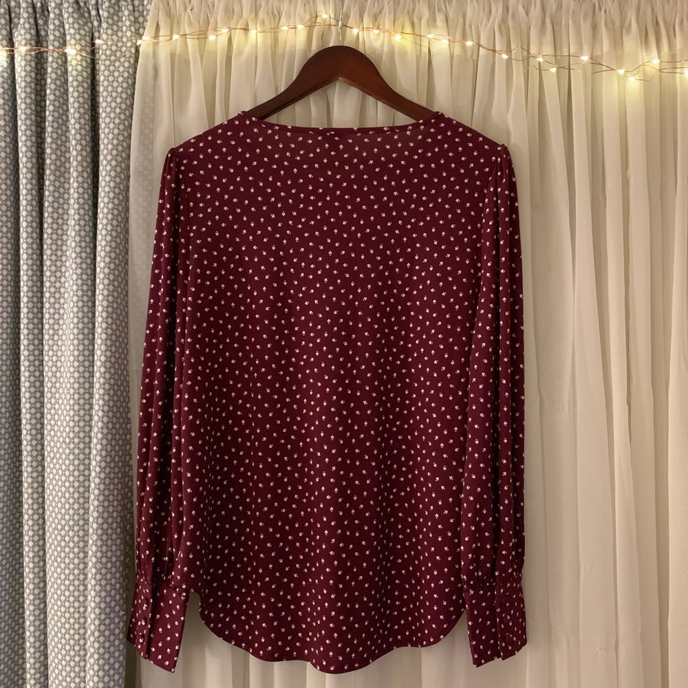 NWT Ann Taylor Red Spade Blouse - Picture 3 of 3
